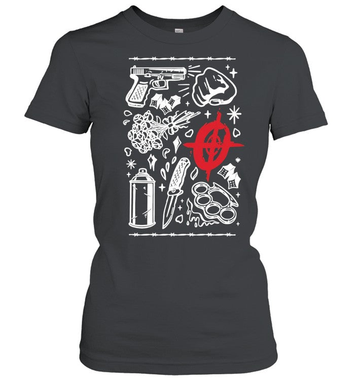 Street life tattoo symbols flash art Unisex T-Shirt