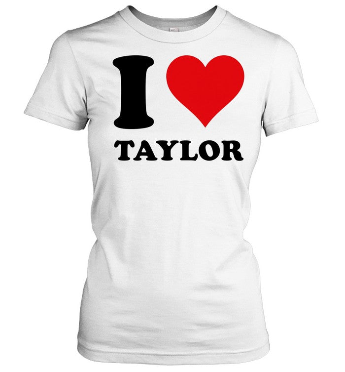 Teacher Rachelle Russell wearing I love Taylor Unisex T-Shirt