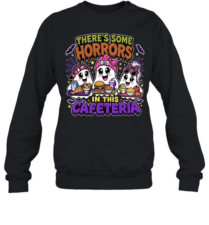 Three Cute Ghosts Boo Crew there is some horrors in this cafeteria Halloween Unisex T-Shirt