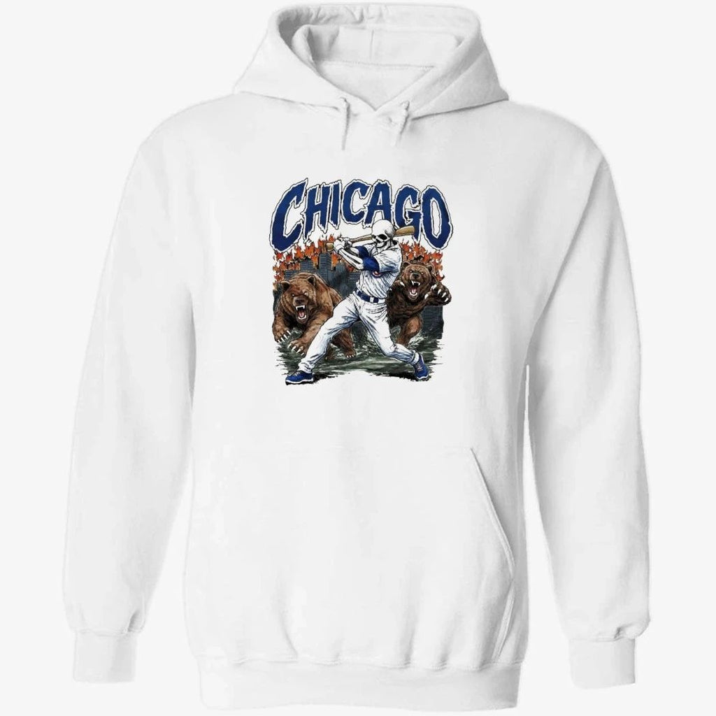 Chicago Cubs Baseball Skeleton Batter Angry Bear Flame Vintage Shirt
