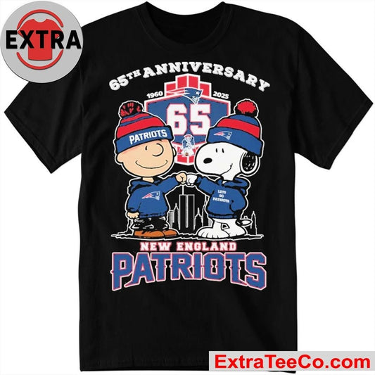 Celebrating the 65th anniversary of the New England Patriots team with Snoopy and Charlie Brown from the Peanuts comic strip, 1960-2025 Shirt