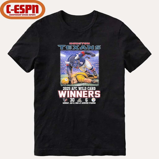 Houston Texas Mascot Beat Steelers 2026 AFC Wild Card Winners Score Shirt