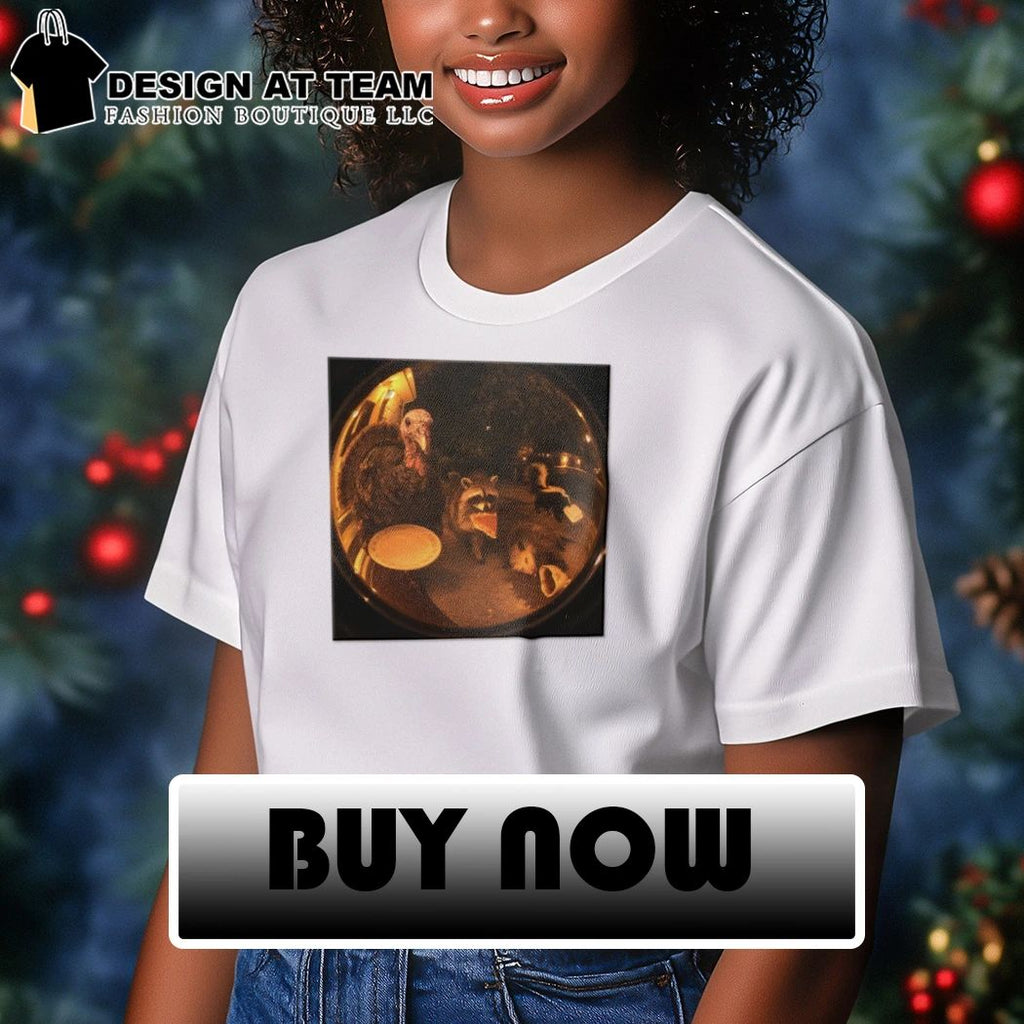 Raccoon Turkey Opossum Skunk Funny Thanksgiving Animal shirt