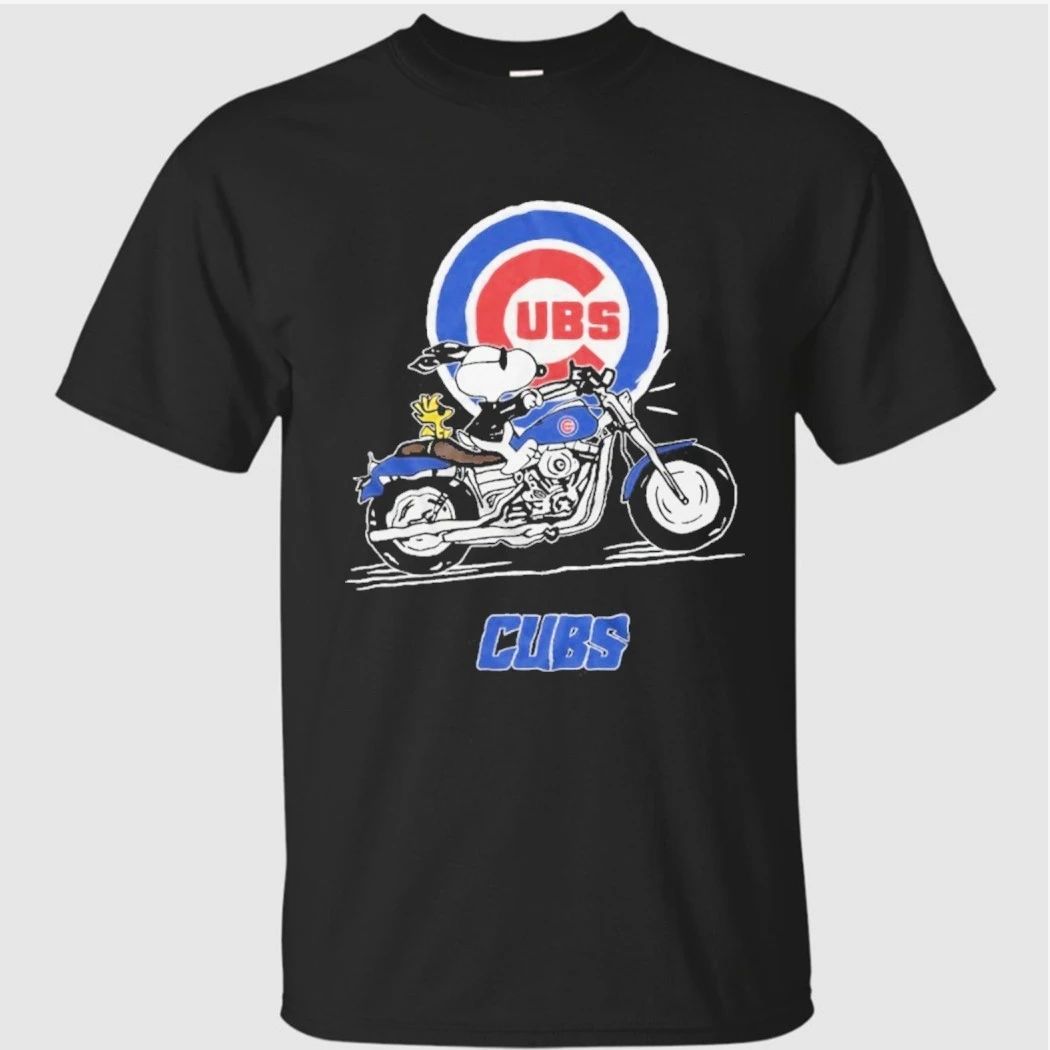 Cubs Snoopy Woodstock Motorcycle Rider Biker Fan Shirt