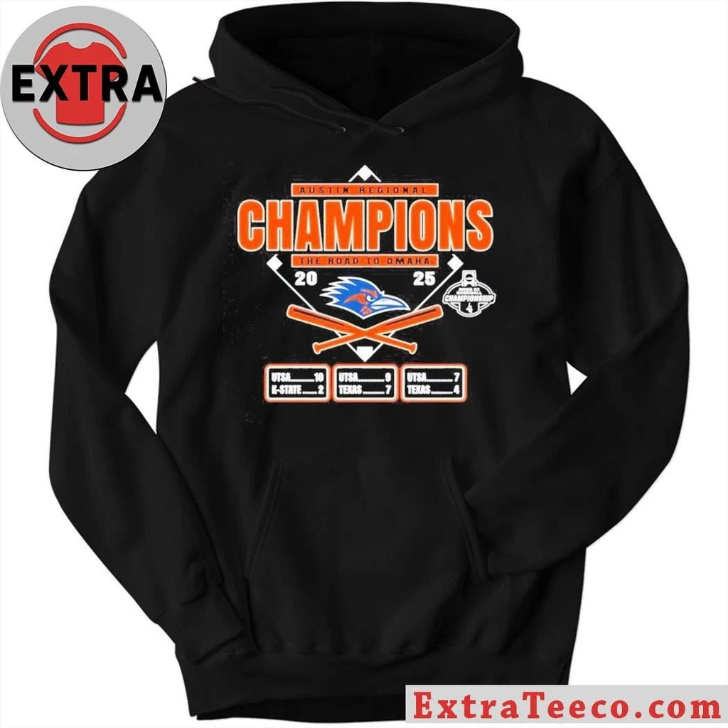 UTSA Roadrunners 2025 the road to Omaha Austin Regional Champions College World Series Venue T-Shirt