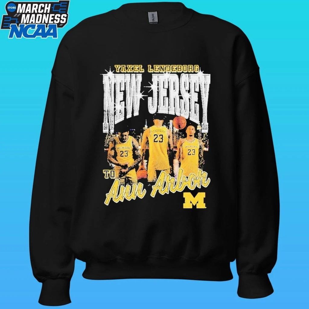 Michigan Wolverines Men’s Basketball Yaxel Lendeborg New Jersey To Ann Arbor Shirt