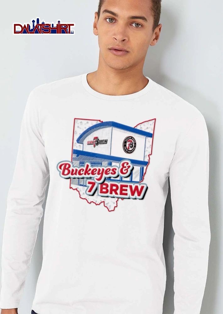 Seven Brew Buckeyes And 7 coffee shop ohio state outline shirt