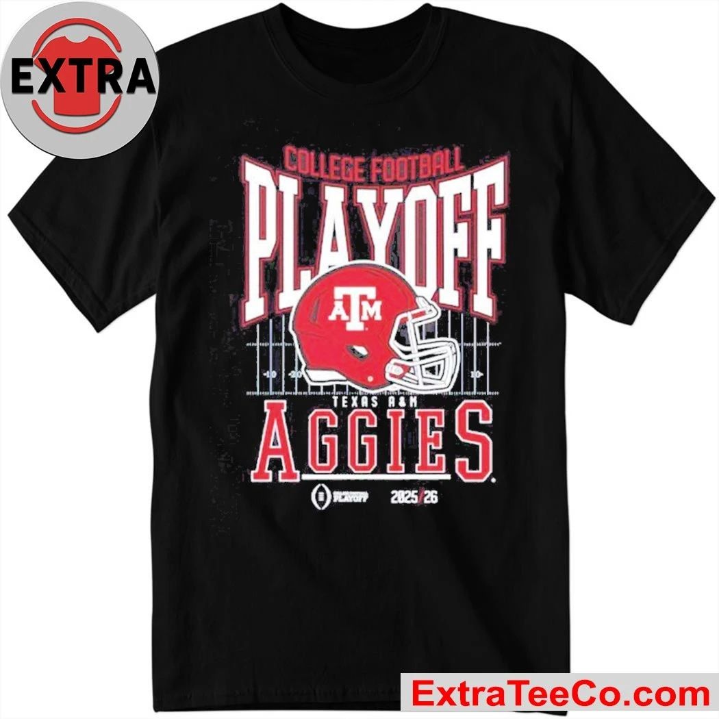 Texas A and M Aggies 2025-2026 College Football Playoff Bound Helmet And Logo Shirt