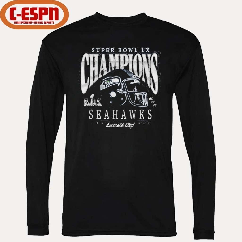 Seattle Seahawks Emerald City Super Bowl LX Champions Prestigious Run T-Shirt