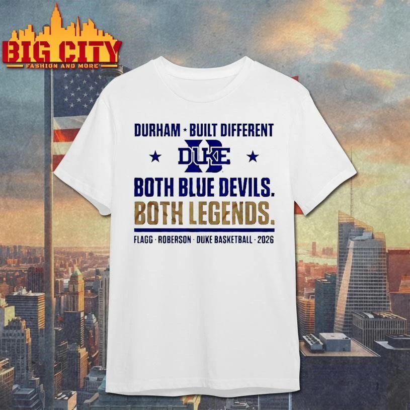 Cooper Flagg both legends both Duke Blue Devils basketball shirt