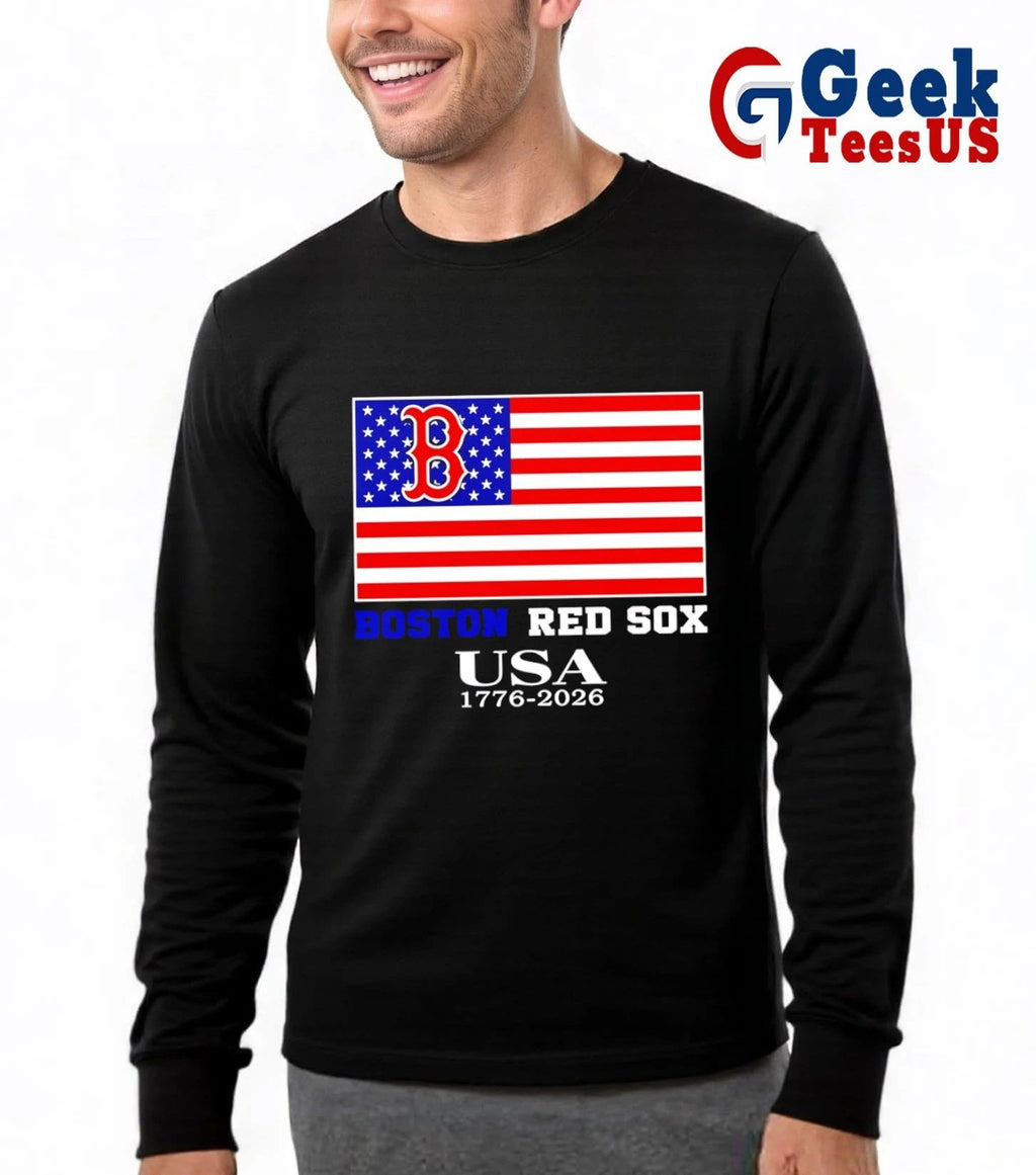 Boston Red Sox USA 1776-2026 American flag logo shirt