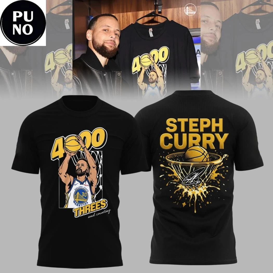 Golden State Warriors Stephen Curry 4000 Threes Pointers And Counting 2026 Shirt