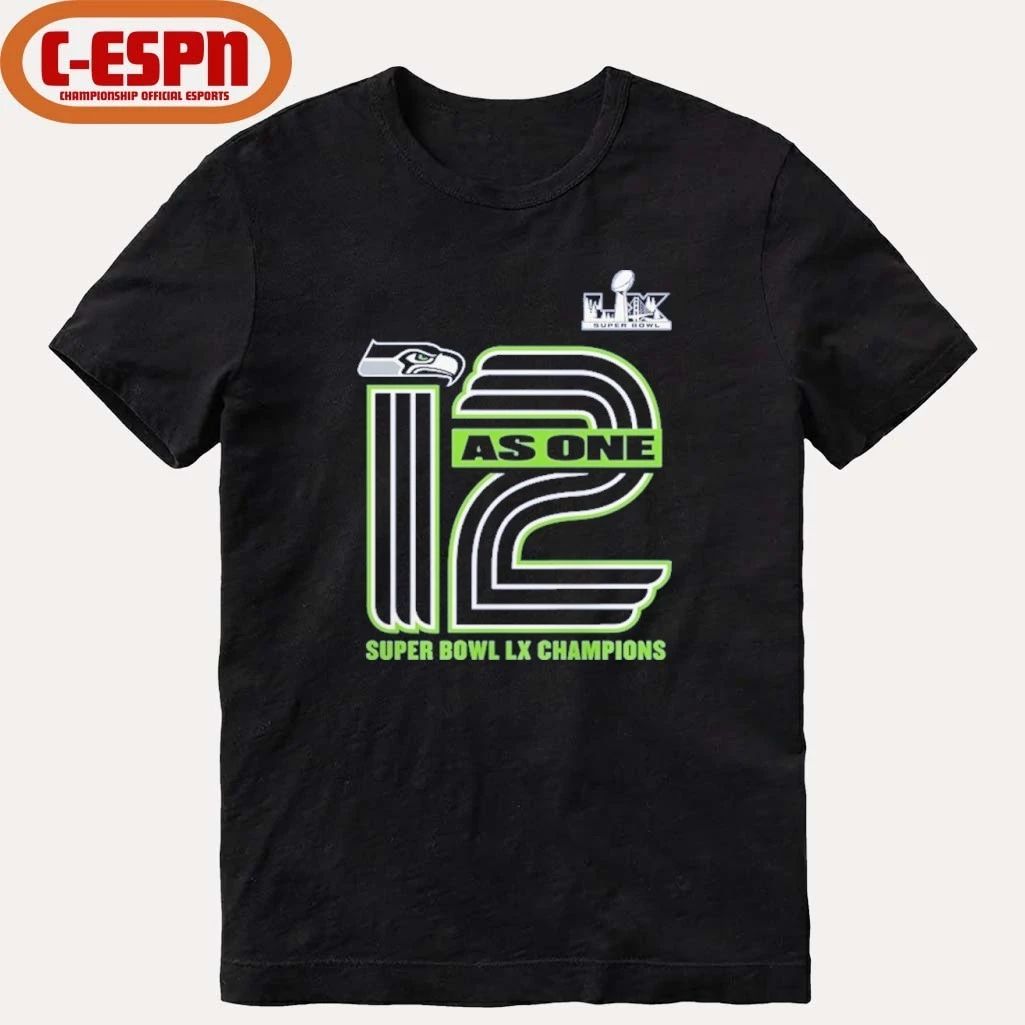 Seattle Seahawks Super Bowl LX Champions 12 As One T-Shirt
