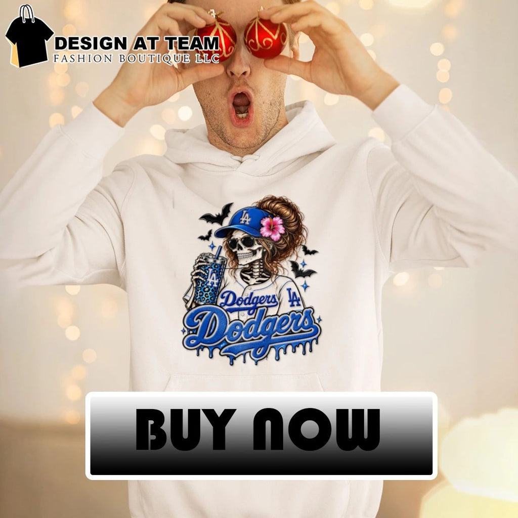 Los Angeles Dodgers Halloween skeleton baseball girl shirt