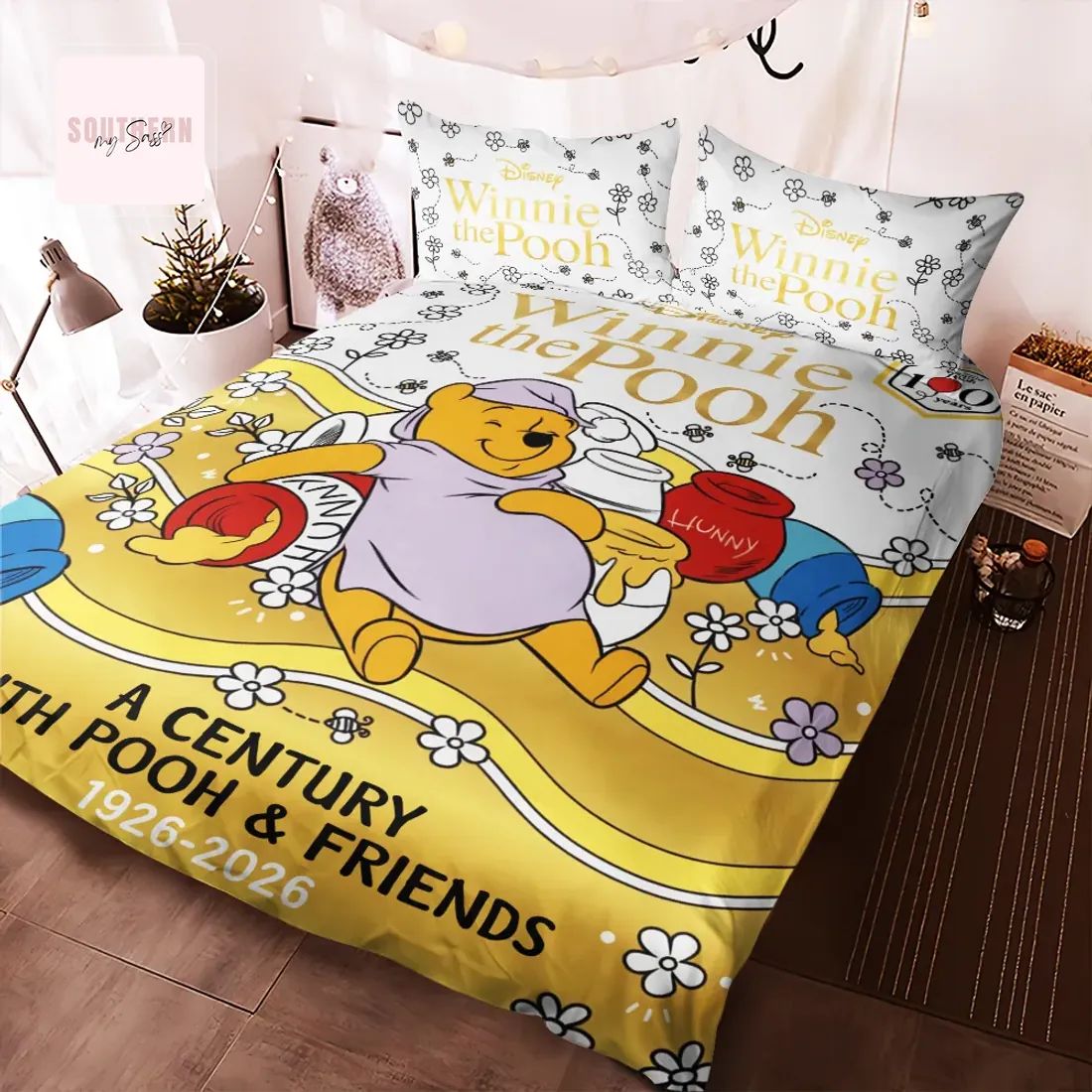 Disney Winnie the Pooh 100th Anniversary 1926-2026 Commemorative Cartoon Bedding Set