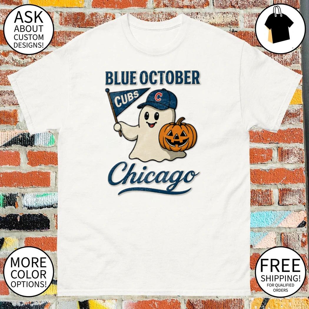 Chicago Cubs Blue October Halloween Ghost Baseball Pumpkin shirt