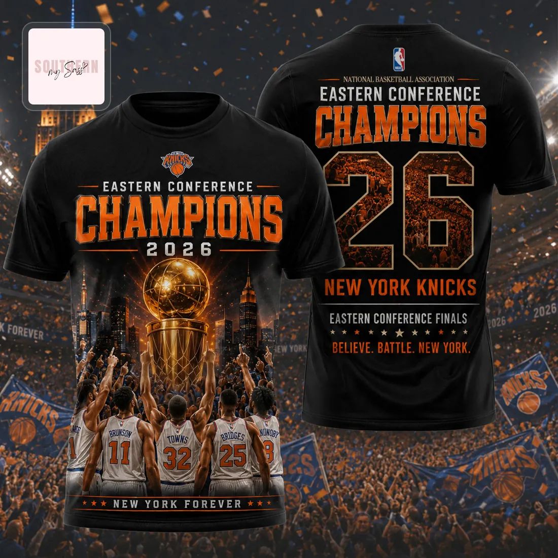 New York Knicks 2026 Eastern Conference Champions Commemorative 3D T-Shirt