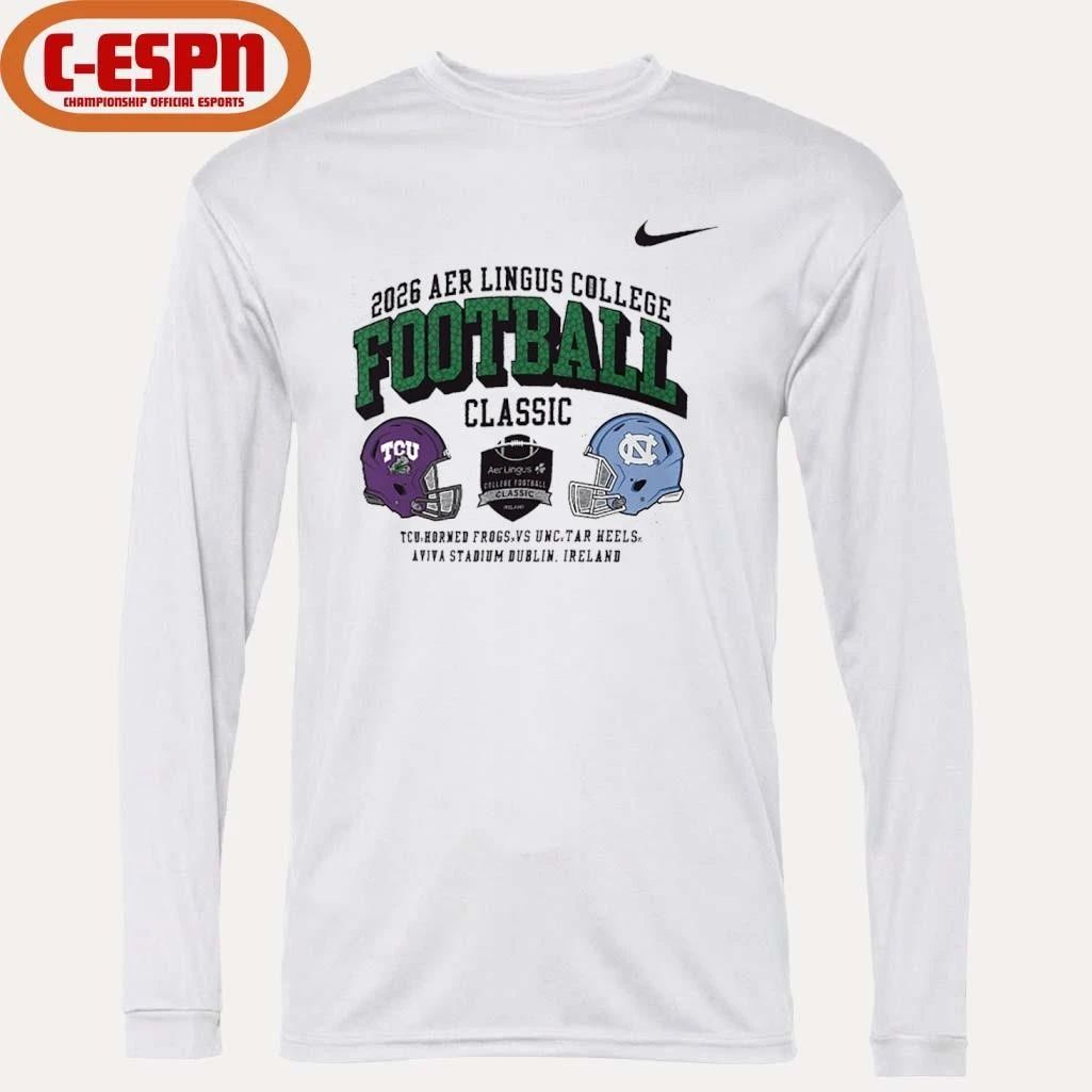 Nike TCU Horned Frogs Vs UNC Tar Heels Aer Lingus College Football Classic Matchup Shirt