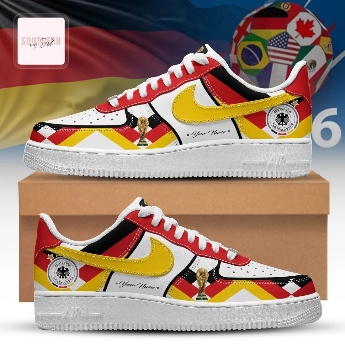Germany World Cup 2026 Personalized DFB Soccer Fan Custom Name Air Force 1 Sneakers