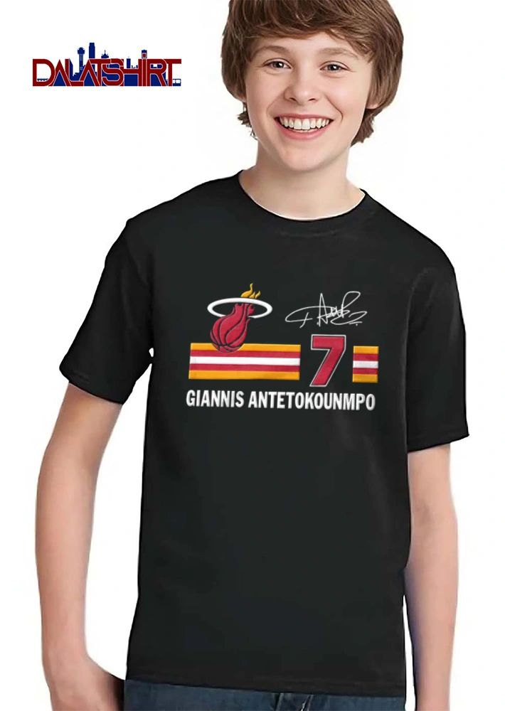 Miami Heat Giannis Kostas Antetokounmpo basketball logo signature jersey number shirt