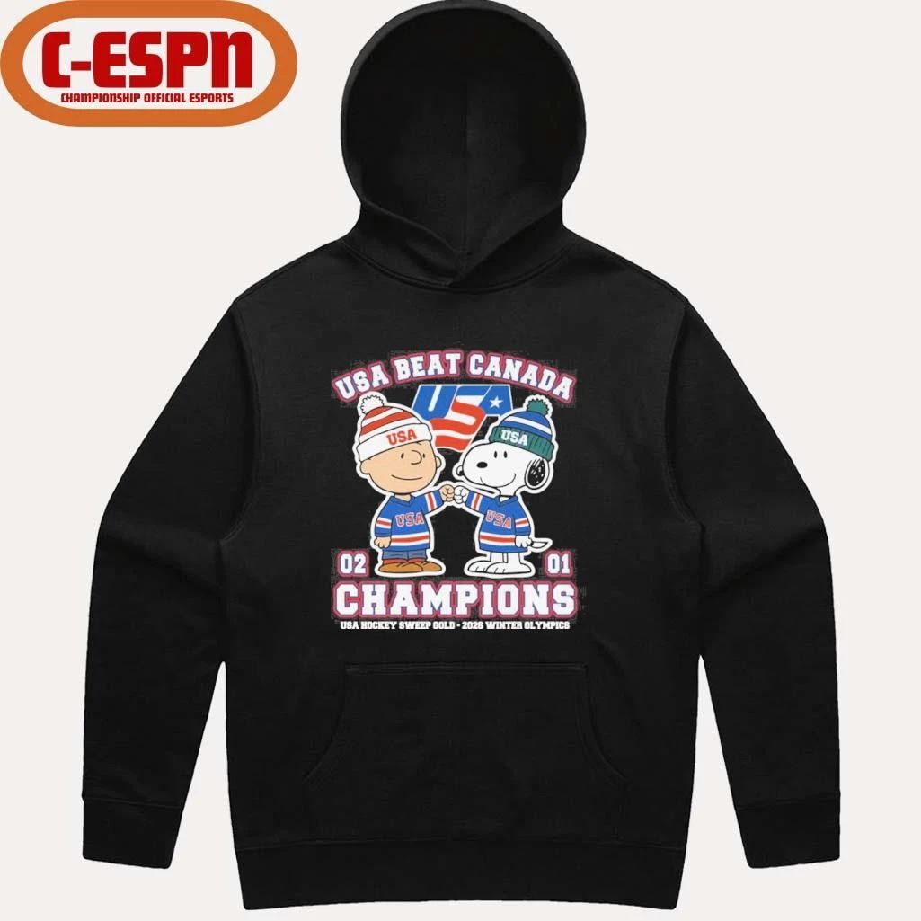 The Peanuts Fisbump USA Beat Canada Hockey Champions Shirt