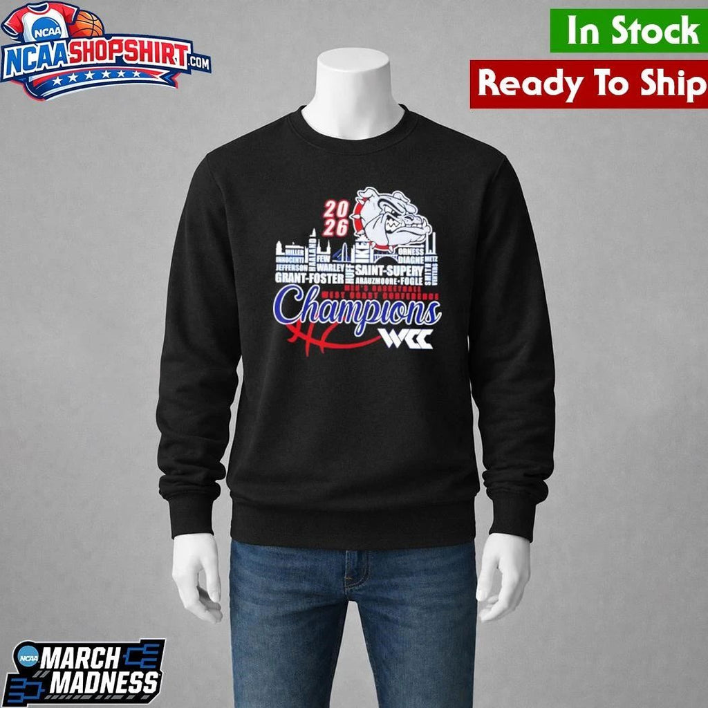 Gonzaga Bulldogs Champions 2026 WCC Men’s Basketball Mascot Shirt