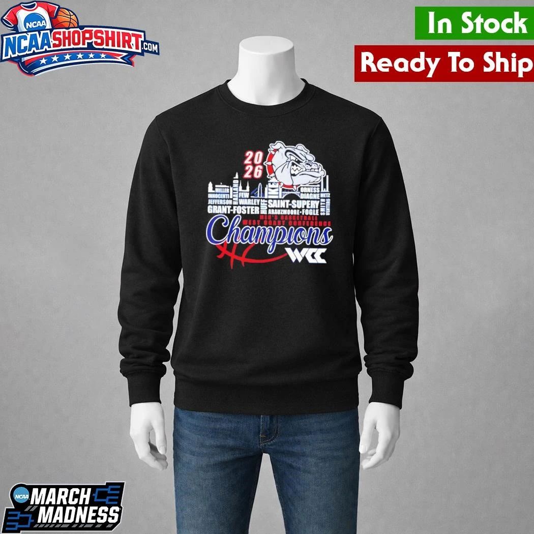 Gonzaga Bulldogs Champions 2026 WCC Men’s Basketball Mascot Shirt