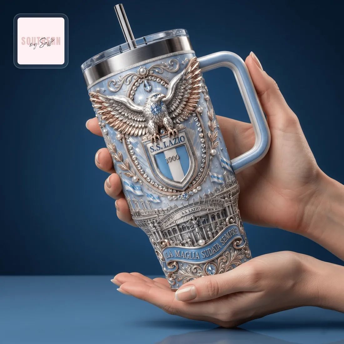 S.S. Lazio 1900 Commemorative Jewel Relic 40oz Travel Tumbler