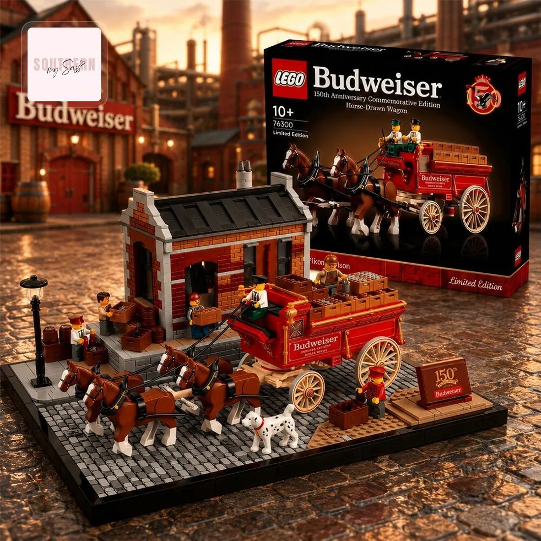 LEGO Budweiser 150th Anniversary Commemorative Clydesdale Horse-Drawn Wagon Limited Edition Building Blocks Set