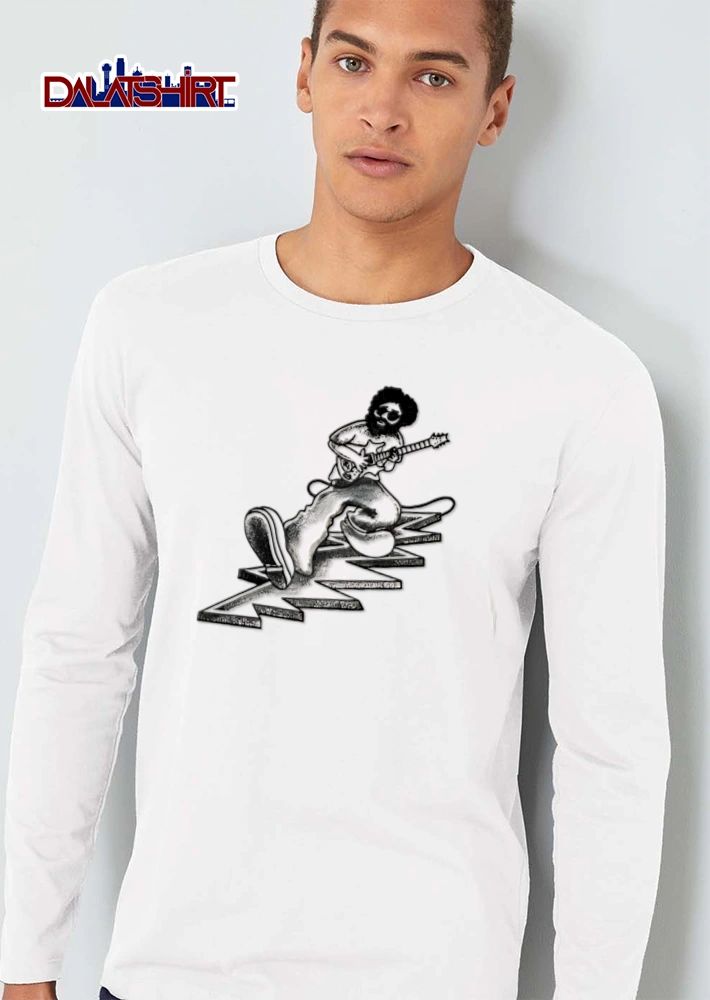 Grateful Dead Jerry Garcia man playing electric guitar walking shirt