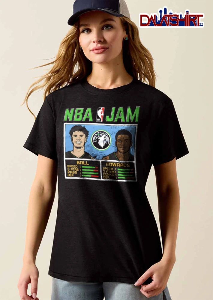Minnesota Timberwolves Ball Edwards Anthony Edwards two basketball players stats graphic shirt