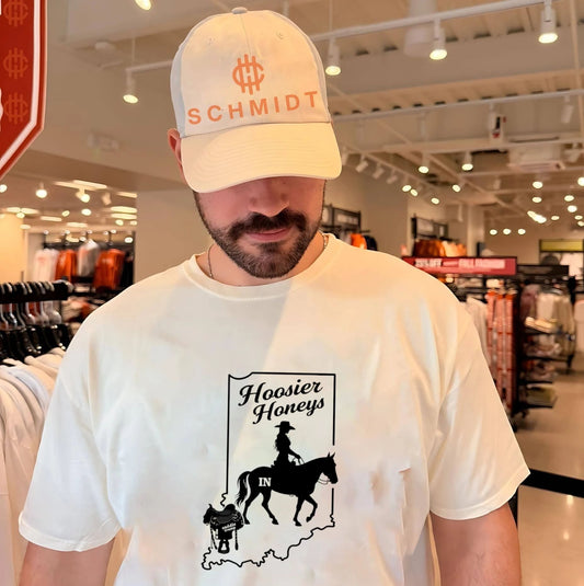 Hoosier Honeys saddle tramp Indiana state map outline graphic shirt