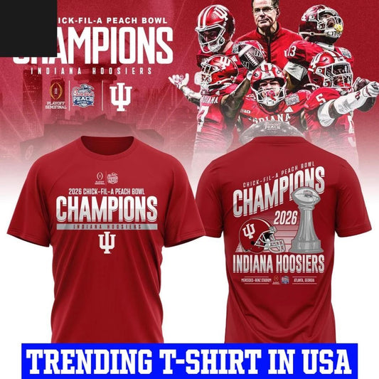 Indiana Hoosiers 2026 Peach Bowl Champions Celebration Shirt