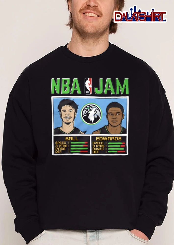 Minnesota Timberwolves Ball Edwards Anthony Edwards two basketball players stats graphic shirt