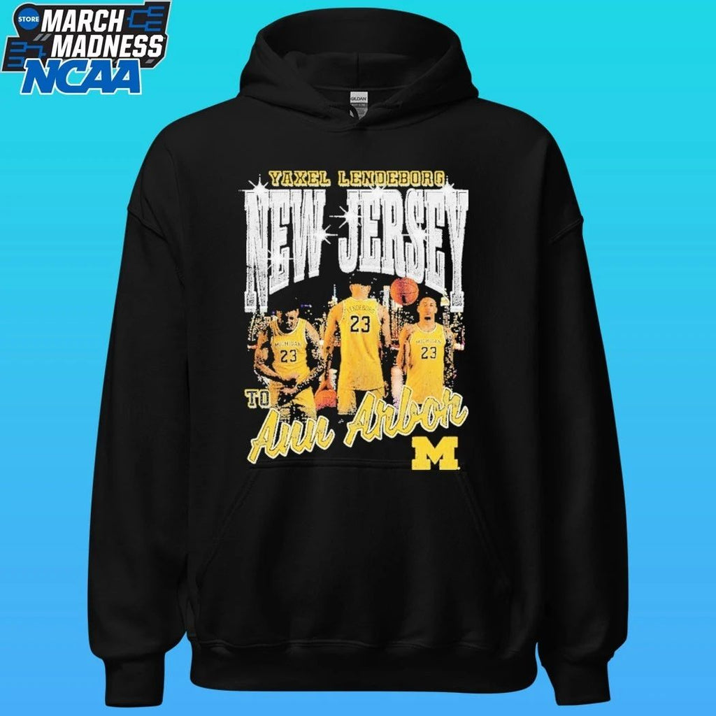 Michigan Wolverines Men’s Basketball Yaxel Lendeborg New Jersey To Ann Arbor Shirt
