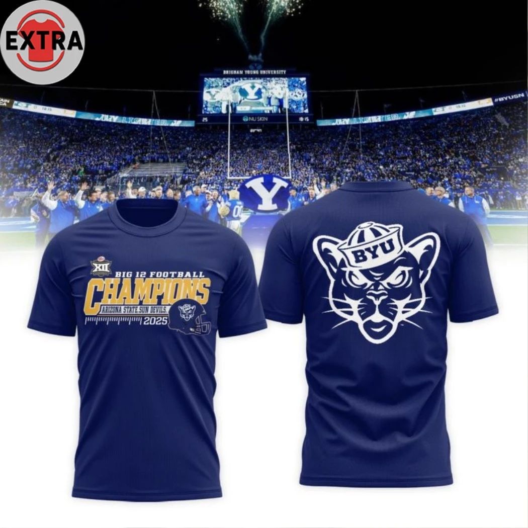 BYU Cougars Big 12 Championship 2025 Champions Celebrating Two Sided Hoodie T-Shirt