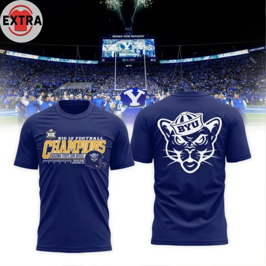 BYU Cougars Big 12 Championship 2025 Champions Celebrating Two Sided Hoodie T-Shirt