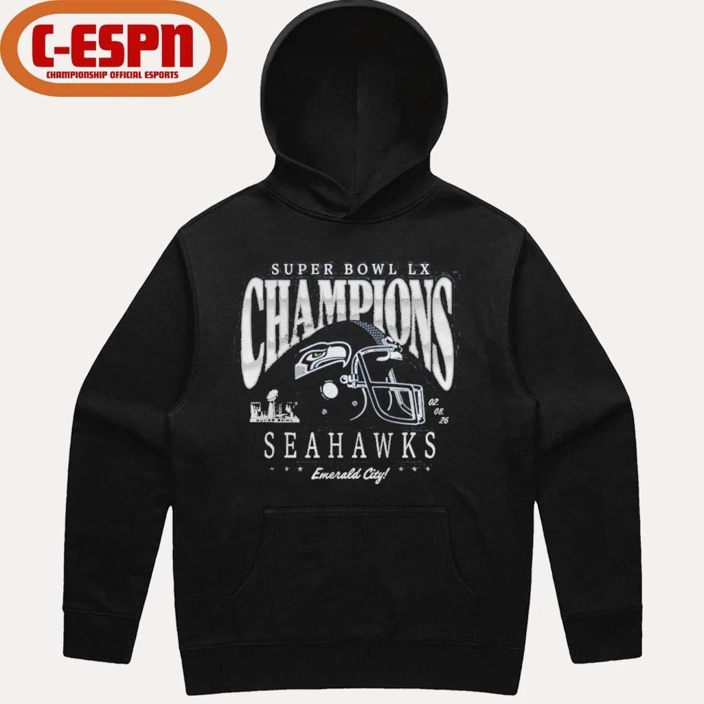 Seattle Seahawks Emerald City Super Bowl LX Champions Prestigious Run T-Shirt