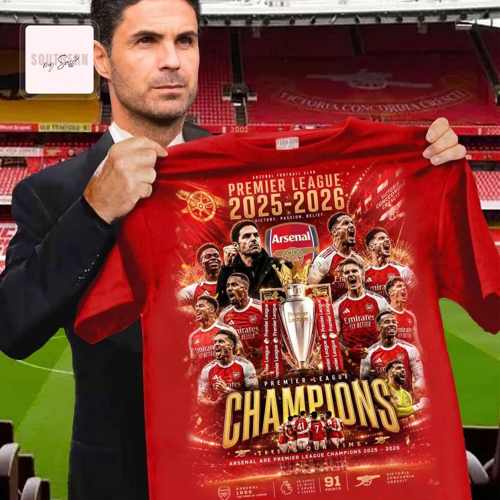 Arsenal Premier League Champions 2025-2026 Victory Fan T-Shirt