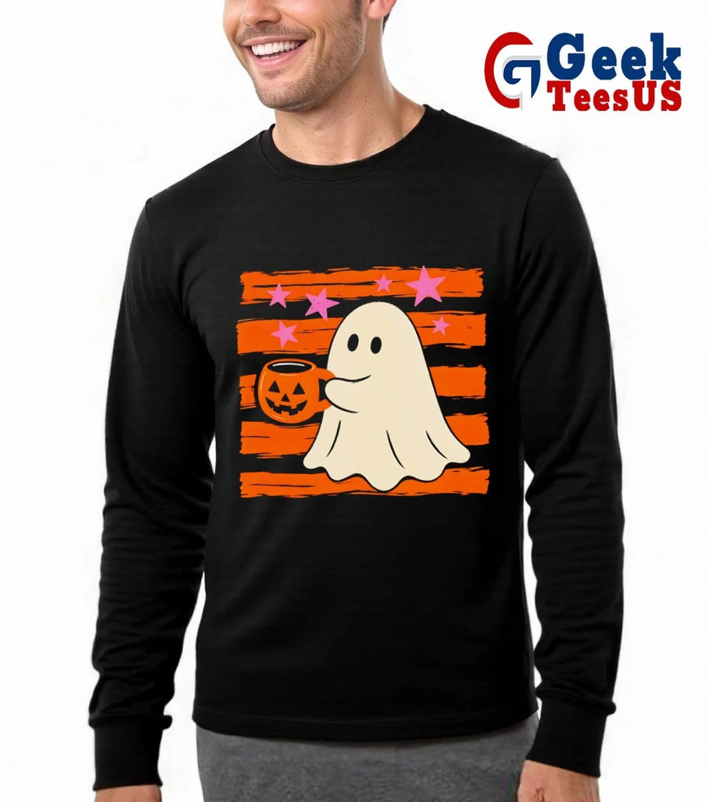 Cute ghost drinking coffee Halloween 2026 T-shirt