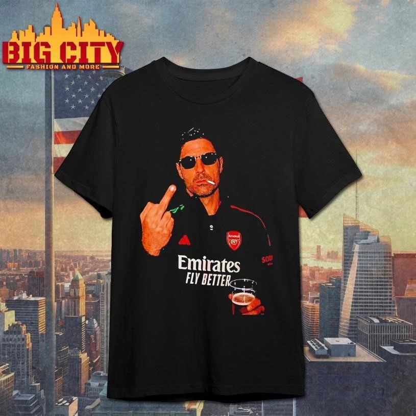 Mikel Arteta Arsenal Coach Smooking Middle Finger Premier League Champions 2025 26 Shirt
