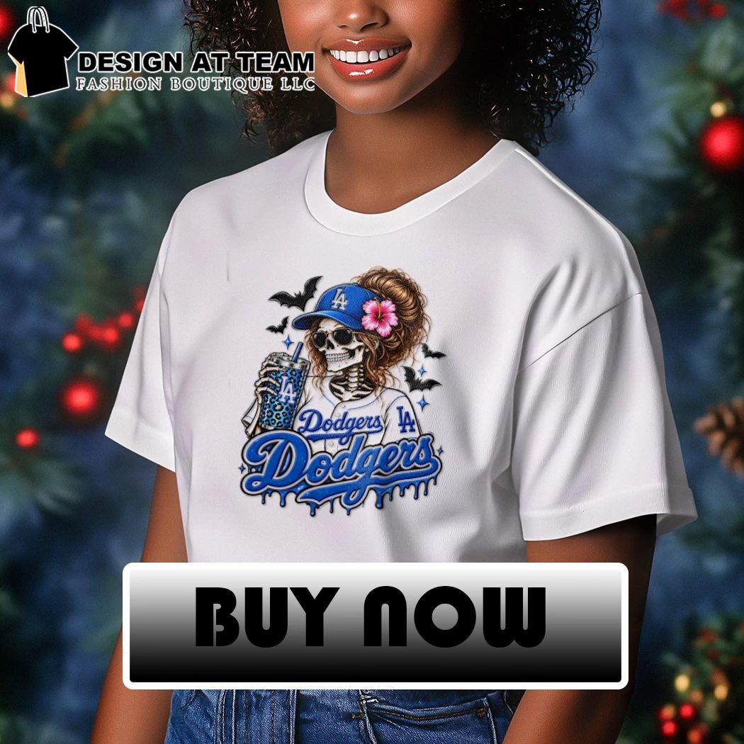 Los Angeles Dodgers Halloween skeleton baseball girl shirt