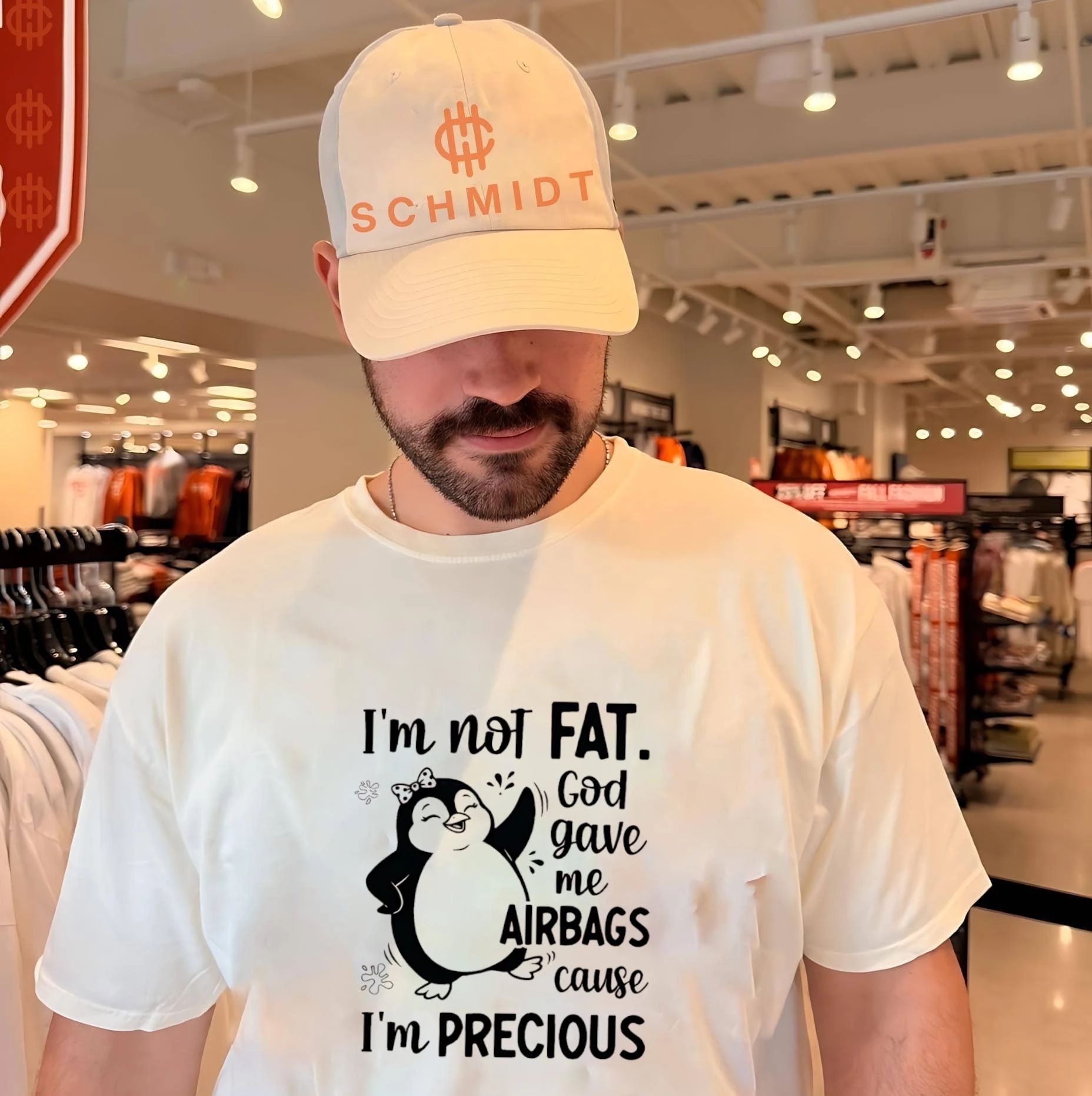 I’m not fat God gave me airbags cause I’m precious cartoon penguin shirt