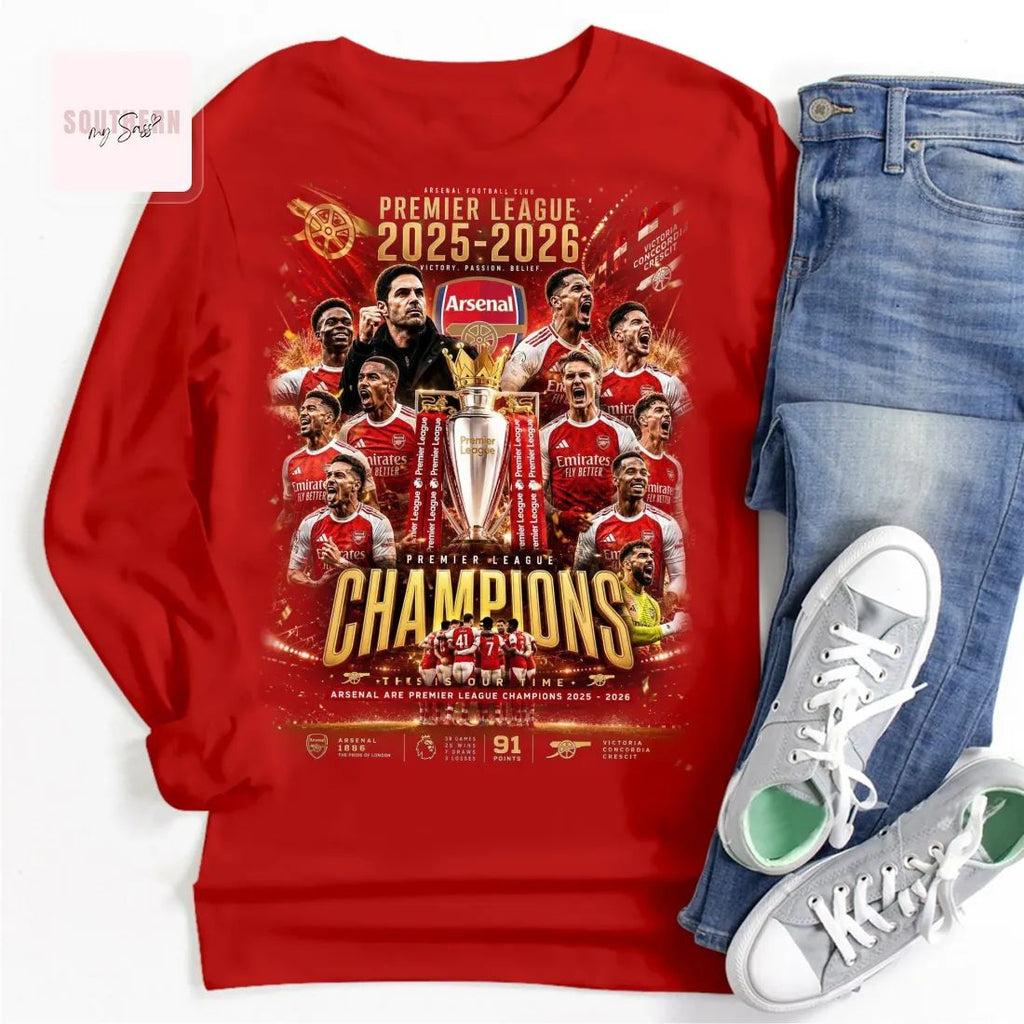 Arsenal Premier League Champions 2025-2026 Victory Fan T-Shirt