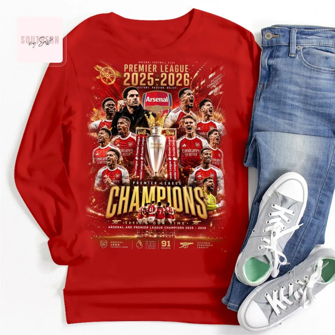 Arsenal Premier League Champions 2025-2026 Victory Fan T-Shirt