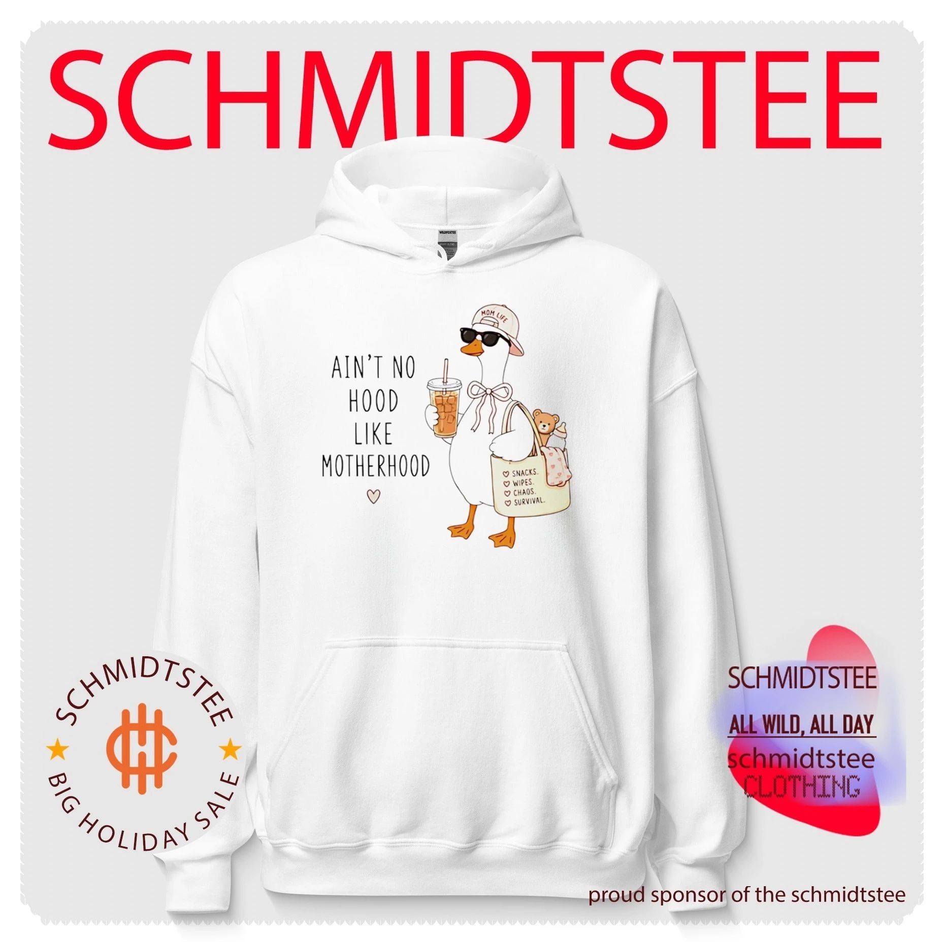 Duck mom life ain’t no hood like motherhood love snacks wipes chaos survivale shirt