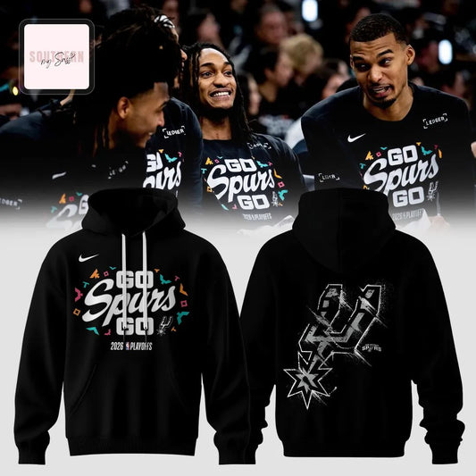 Go Spurs Go San Antonio Spurs 2026 Playoffs Vibrant Graphic Hoodie