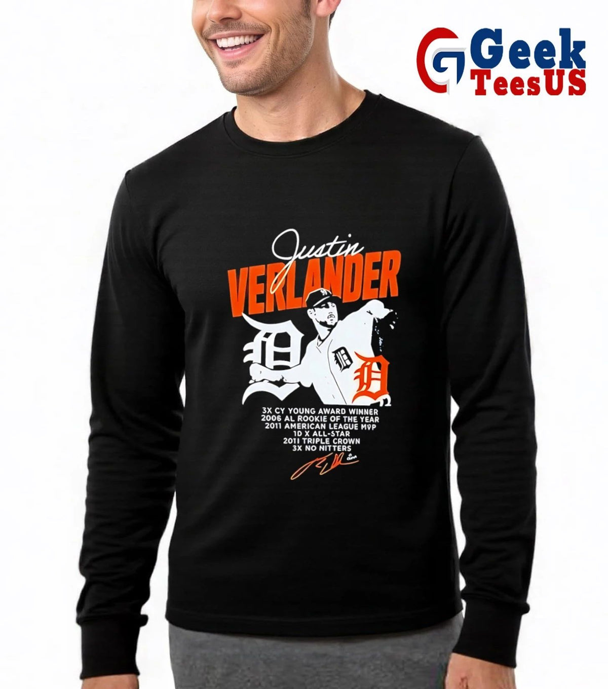 Justin Verlander 35 Detroit Tigers﻿ baseball signature shirt