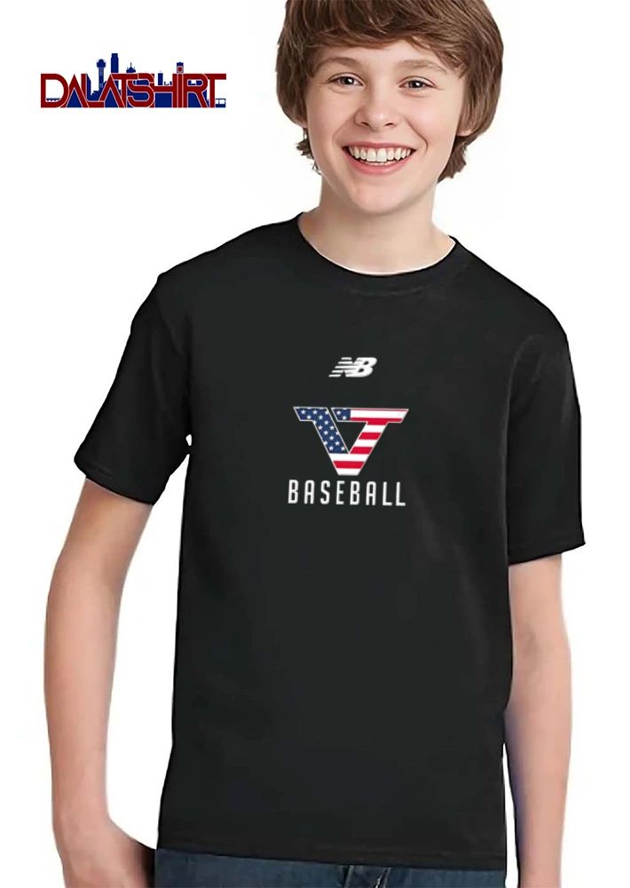 New Balance letter V American flag design shirt