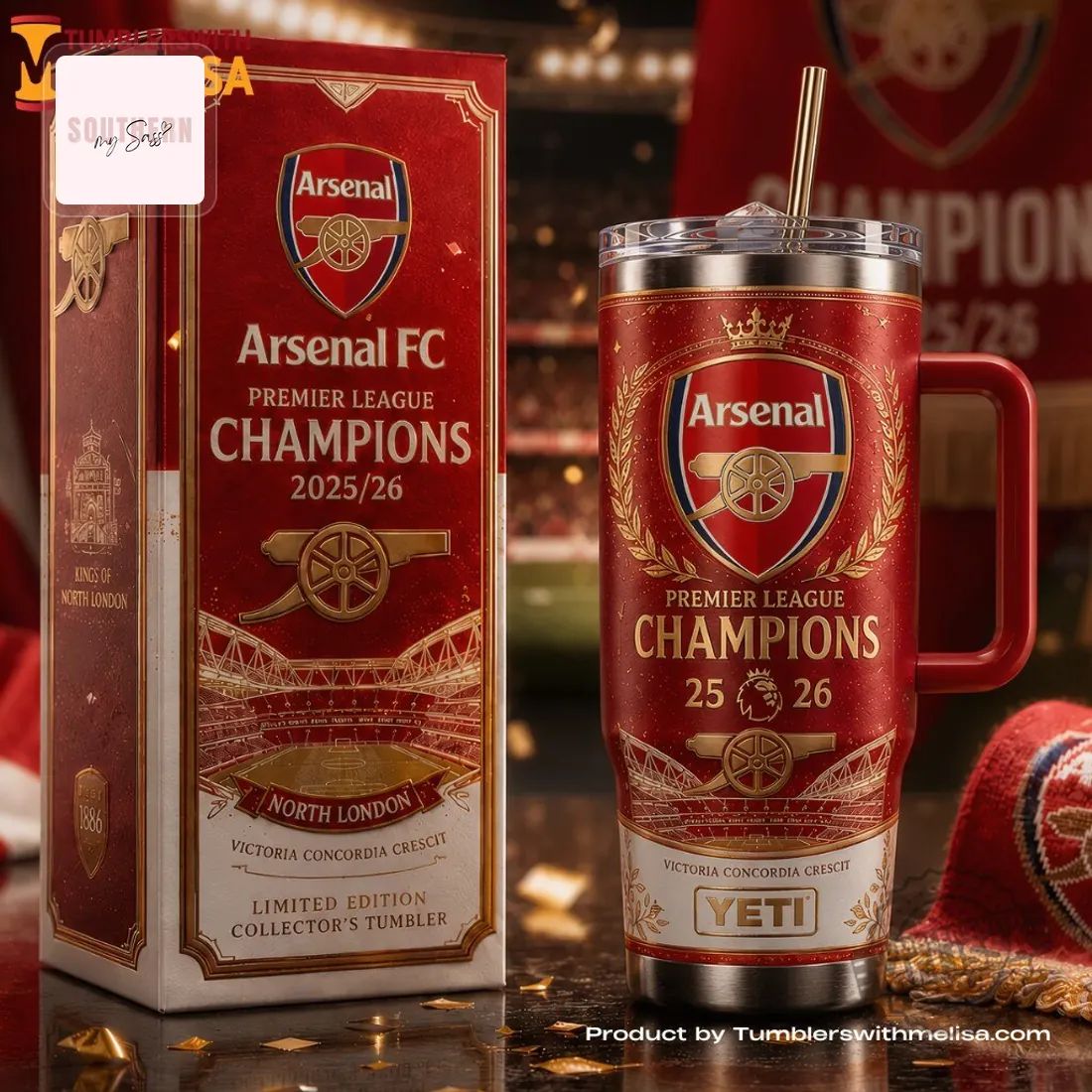 Arsenal FC Premier League Champions 2025/26 Limited Edition YETI Tumbler